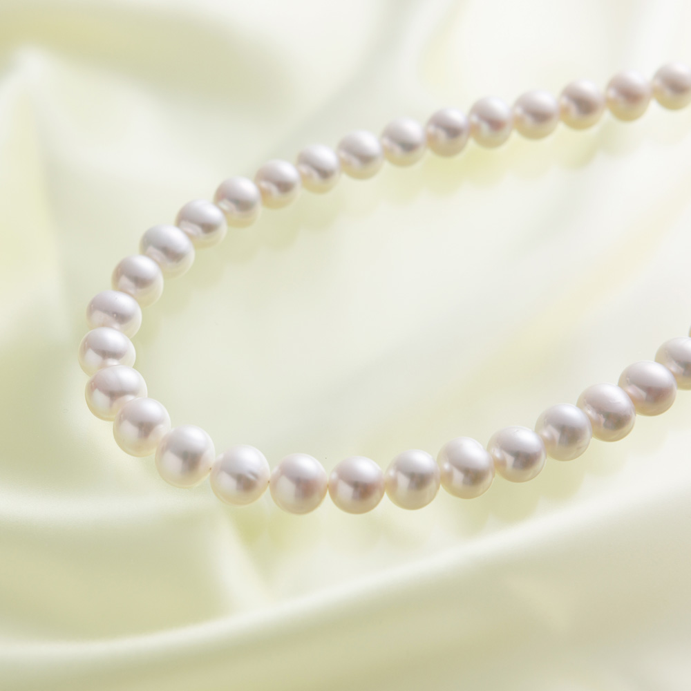 【コロナ終息 SALE】本真珠パールネックレス 約6～7㎜ 長さ 約42.5cm